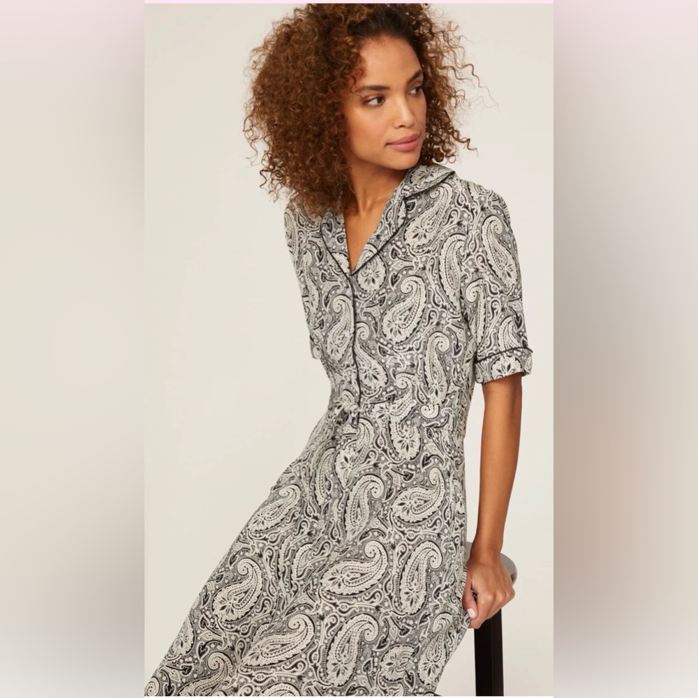 Officine Générale Paisley Benedicte Silk Dress, Size L - Picture 3 of 16